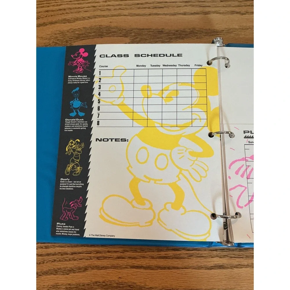 Vintage 1990 Mead Mickey Mouse Electric Mouse 3 Ring Binder Neon Pink 29082